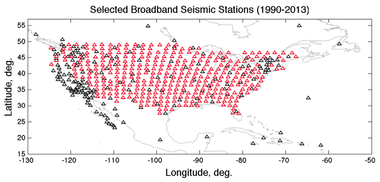Map of NA broadband stations